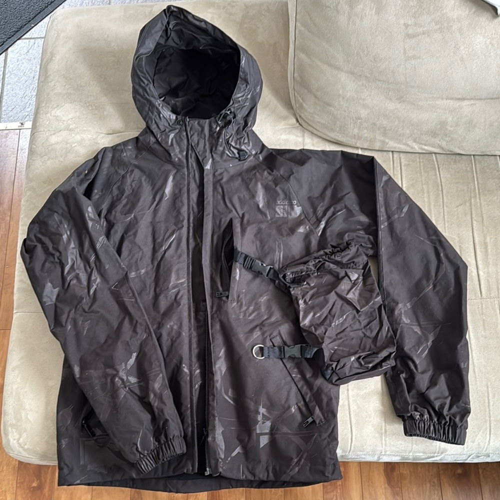 Black Hooded Jacket with Pouch
